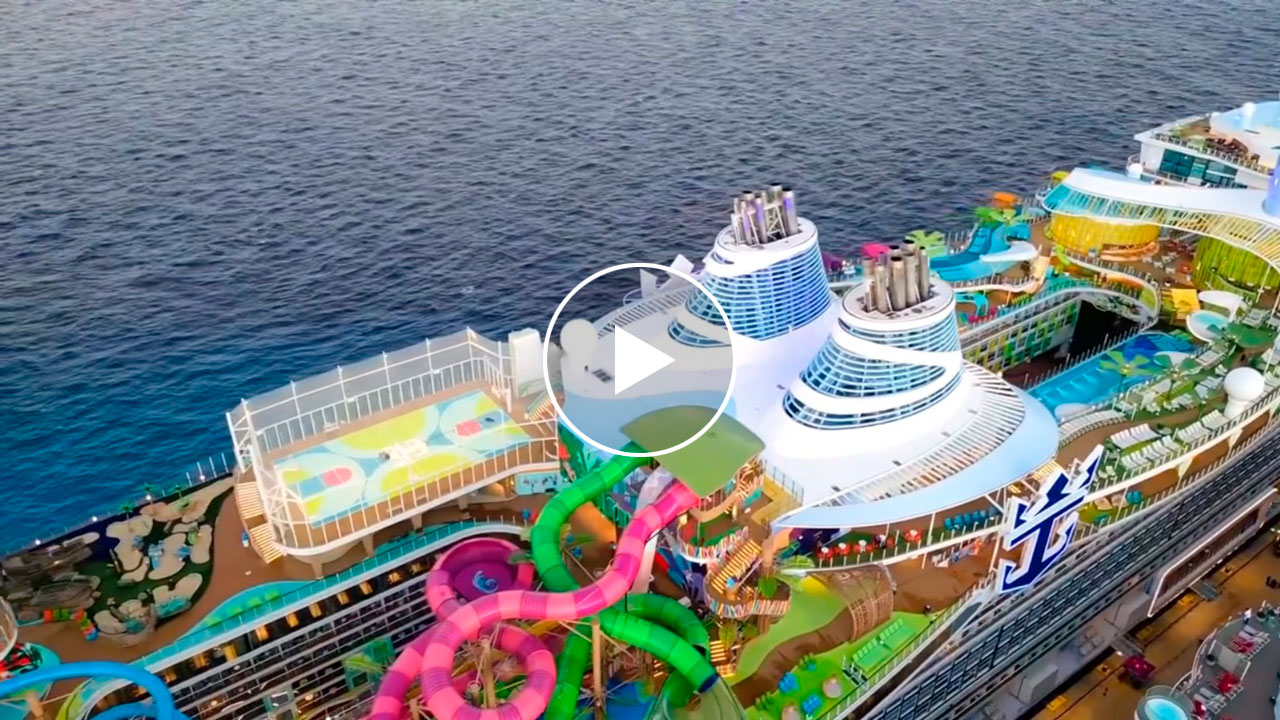 RCI Icon of the Seas first visit to Cozumel by drone